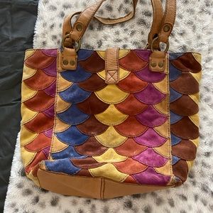 Lucky Brand suede patchwork handbag.